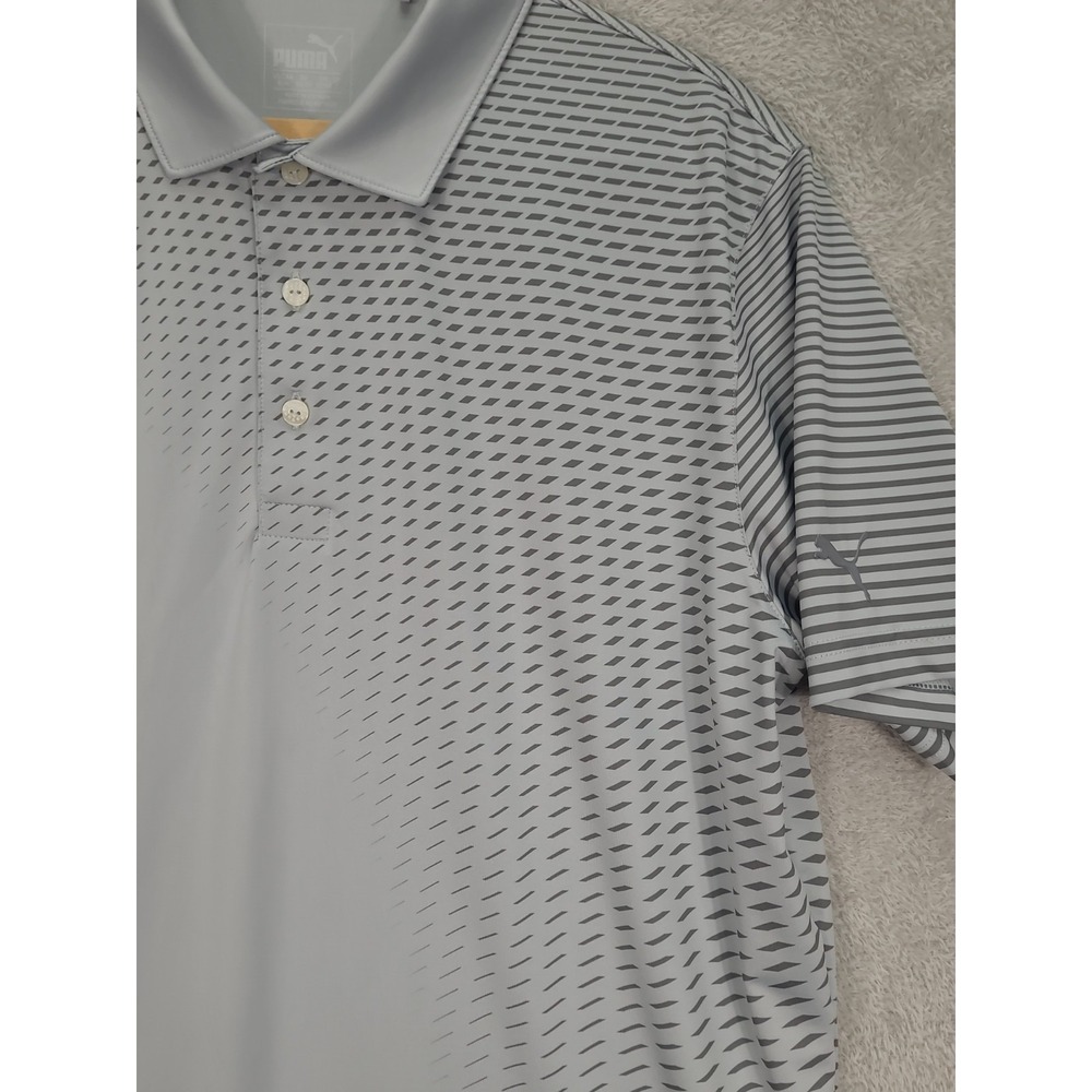 Puma Golf Polo DryCell Gray Short Sleeve Stretch Golf Shirt Mens Size Medium - Picture 3 of 15